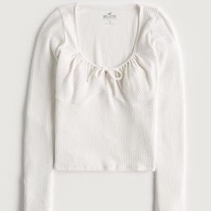 Hollister Ribbed White Cozy Long Sleeve
